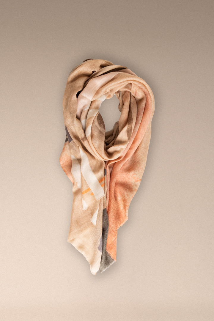 Pashmina Mixta  Beige con Cafe