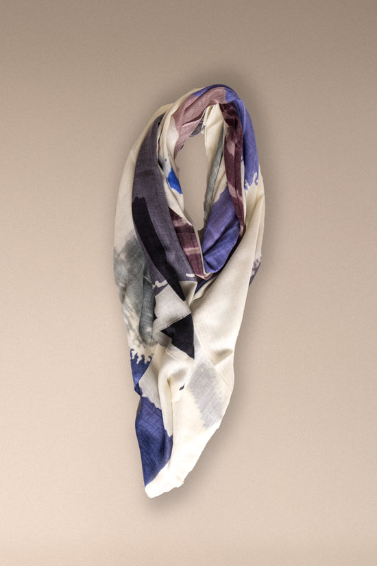 Pashmina Mixta Beige con Morado