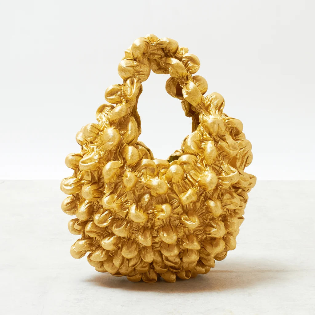 Bolsa Bunzaburo Small Pom Pom Bag Metálica