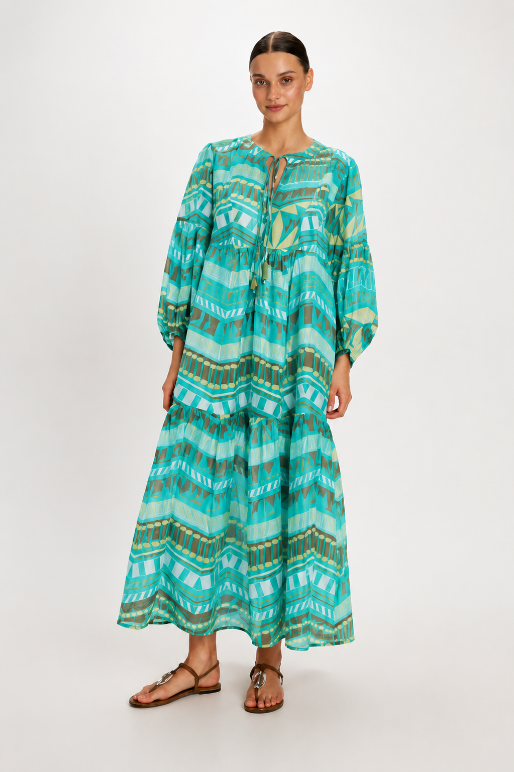 Vestido Nemesis Dress Long Sleeve Aqua