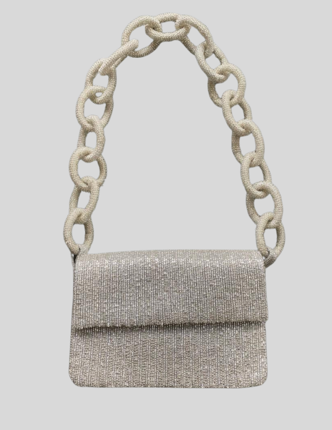 Bolsa India Chaquiras Cadena Plata