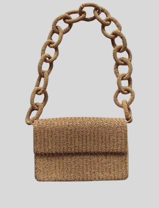 Bolsa India Chaquiras Cadena Dorada
