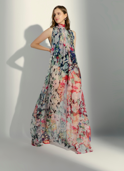 Falguni Vestido Romantica Turtleneck Long Dress