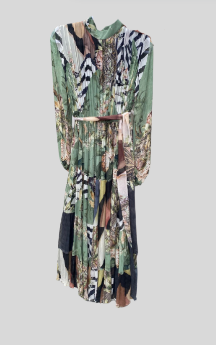 Falguni Vestido Earthy Meadows Mock Neck Dress
