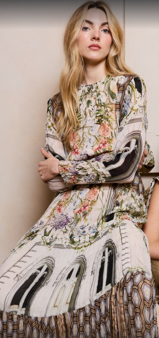 Falguni Vestido Flora Facade Dress Organza