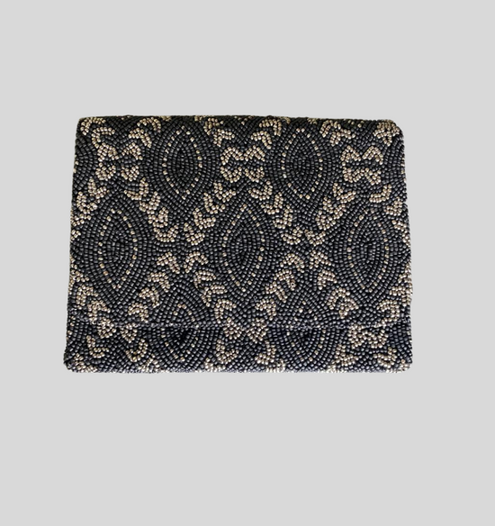 Bolsa India Chaquiras Bicolor Negra Plata