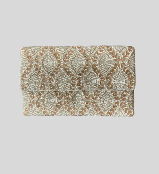 Bolsa India Chaquiras Bicolor Light Taupe y Crema